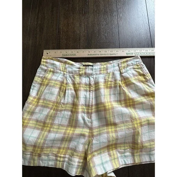 Rag & Bone Casual Shorts White & Yellow Plaid 100% Cotton Size 14 - Picture 3 of 7